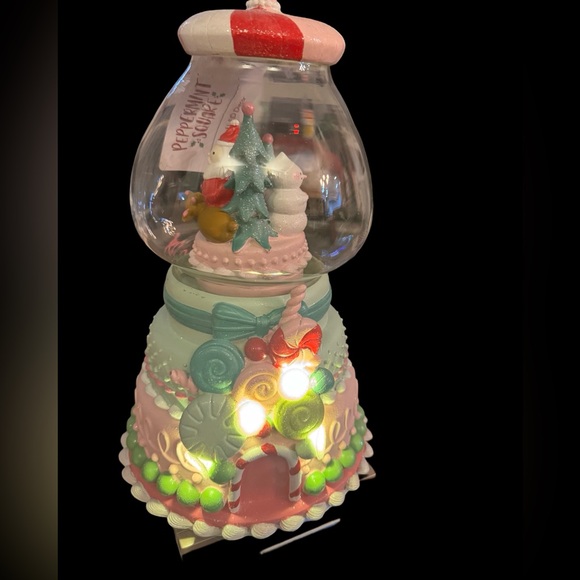 14" Peppermint Square  Pastel pink light up Musical Candy Gumball Machine Santa - Picture 2 of 5